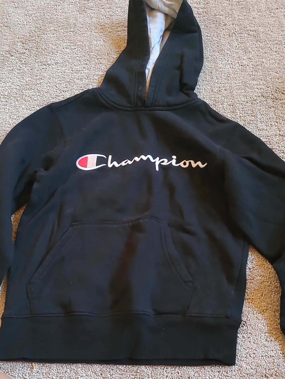 Champion Black Kids Hoodie with Logo